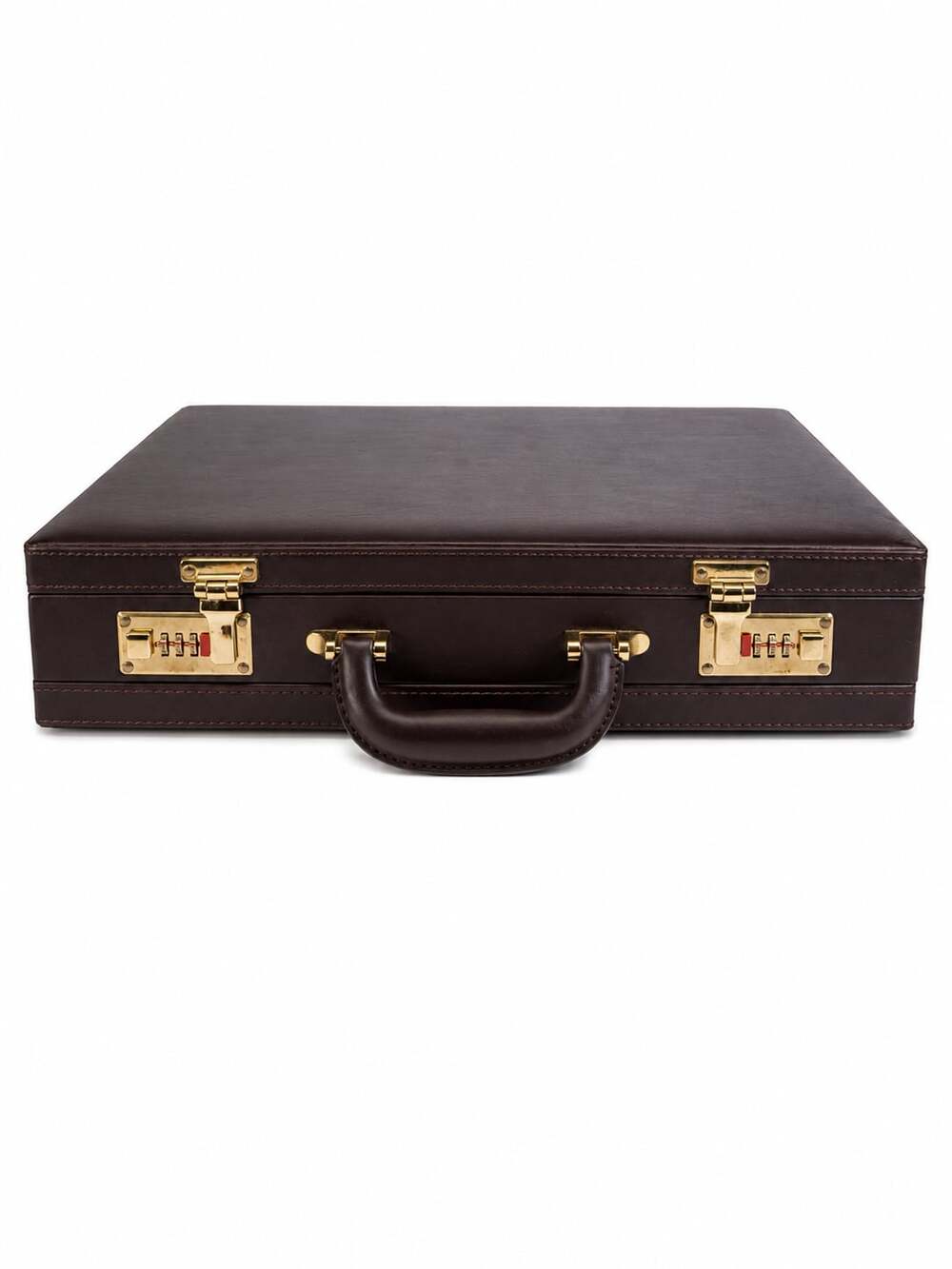 Vintage Dark Brown Hard Sided Briefcase Attache with Combination Locks